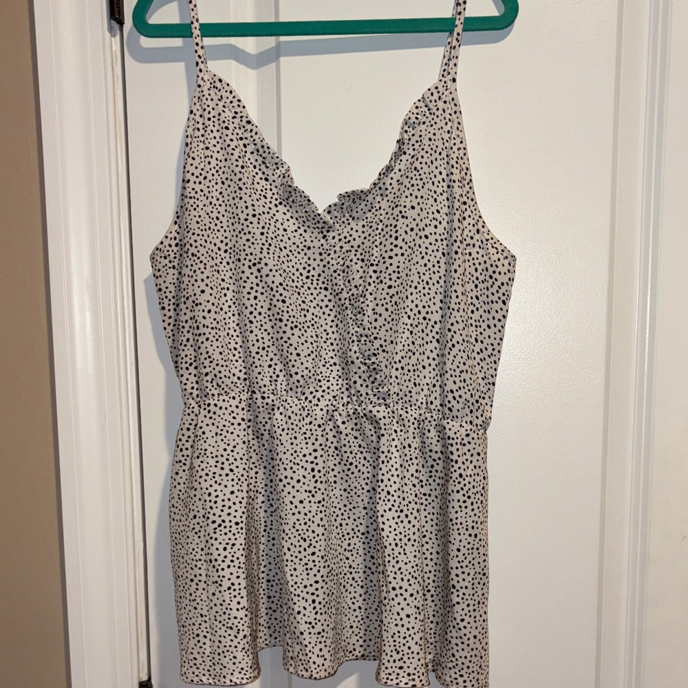 White Polka Dot Peplum Tank ✨
